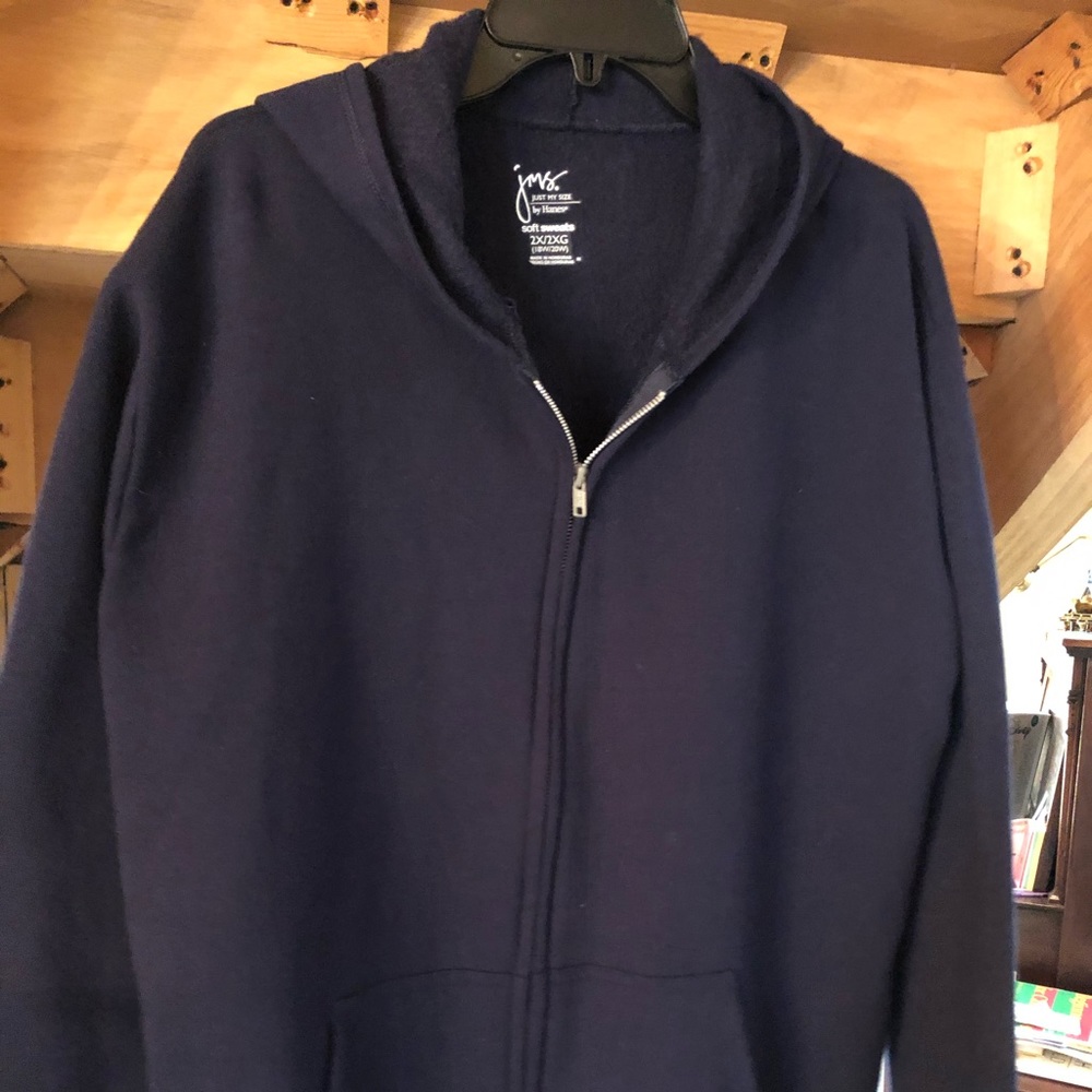 Women’s Just My Size Fleece Navy zipped Hoodie.